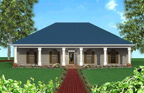 Metal Hip Roof Country Home Plan 